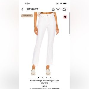 GRLFRND Karolina High Rise Straight Leg Crop Jeans
